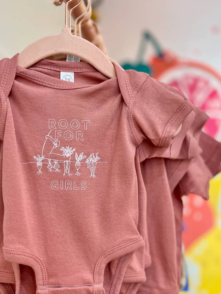 Root for Girls Baby Onesie - feminist cute baby shower gifts for wholesale by Overseasoned