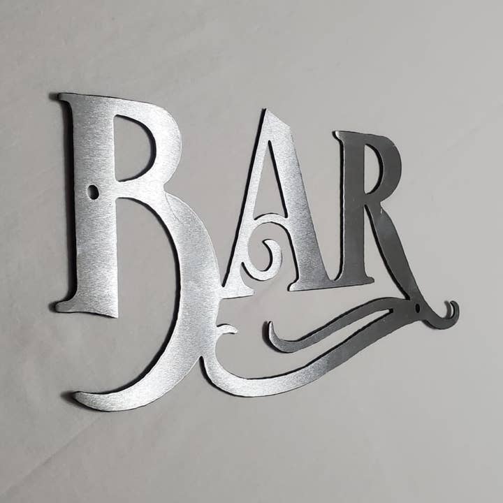 Bar Sign Brushed Metal Rustic Decor for wholesale by Pine Tree Metal Works