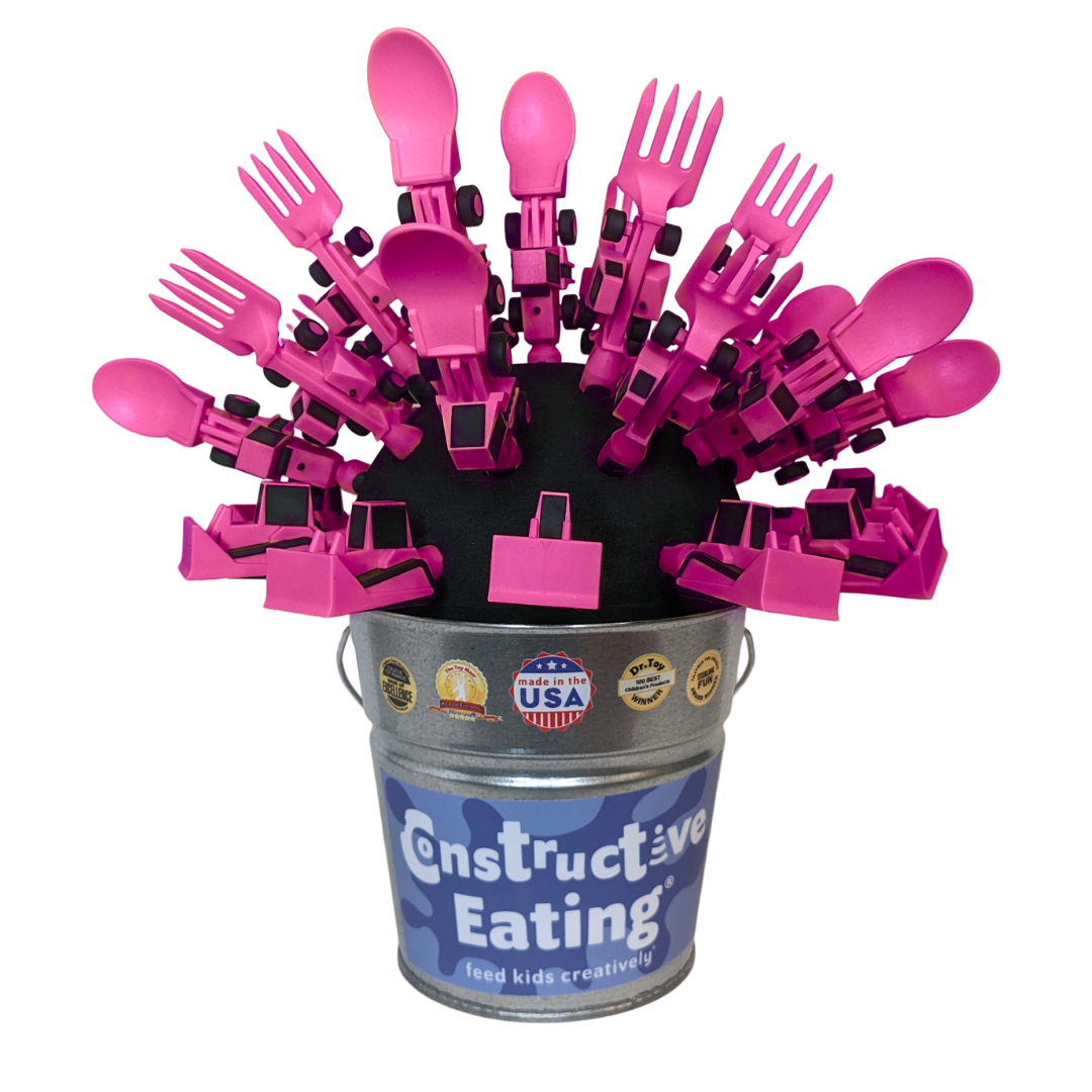 Constructive Eating - Wholesale Flatware Set - Kids & Baby - Construction Bucket Display w/ 40 Utensils4