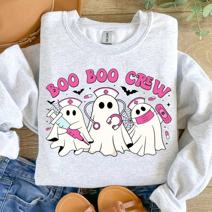 NVC Ecommerce LLC - Venta al por mayor Camiseta estampada - Mujer - Camisa Boo Boo Crew, sudadera Ghost Nurse, Nurse Halloween3