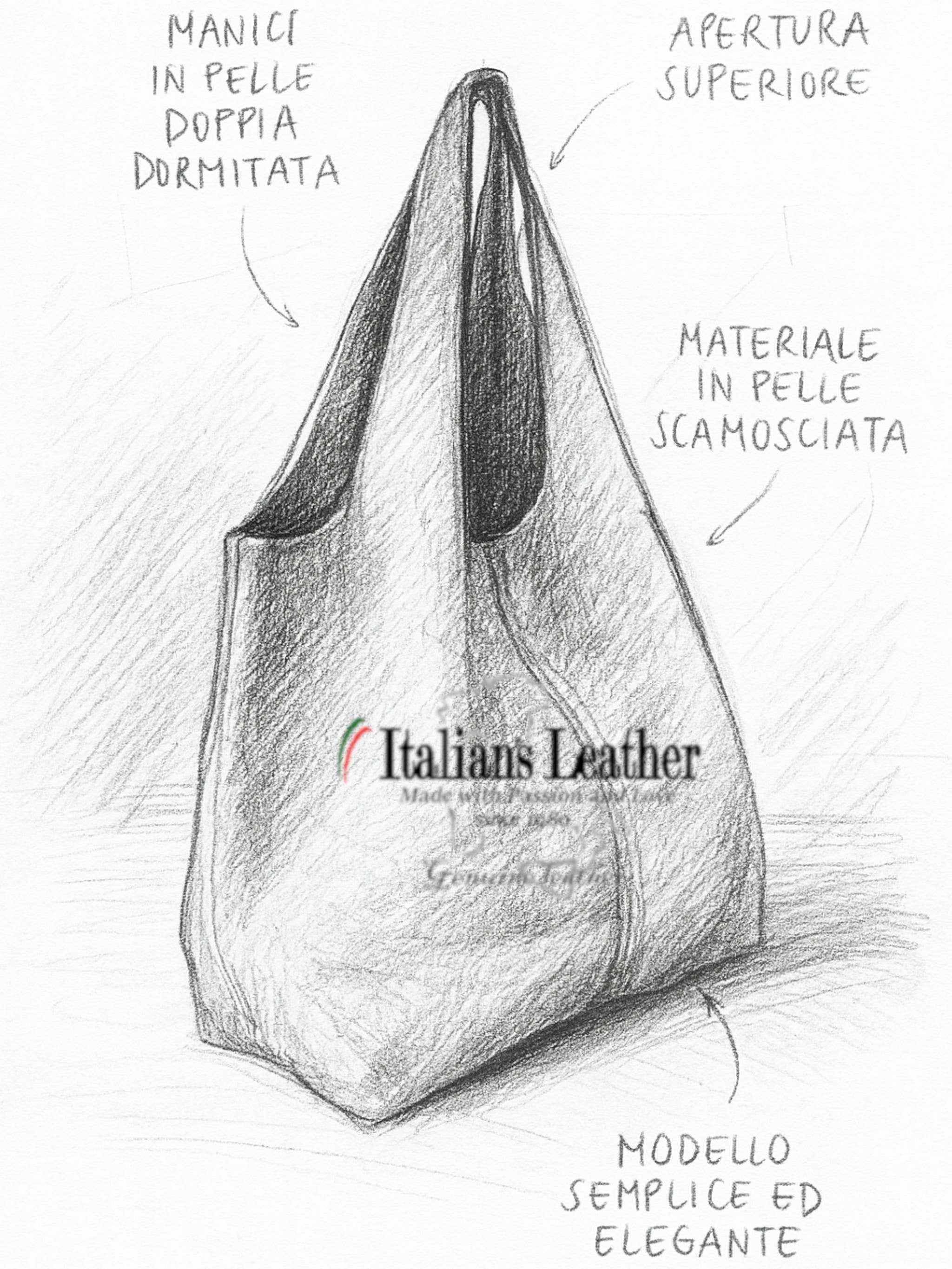 ITALIAN'S LEATHER - Wholesale Top Handle Bag - Women's - Giannina 221024 Suede Leather Shoulder Bag25