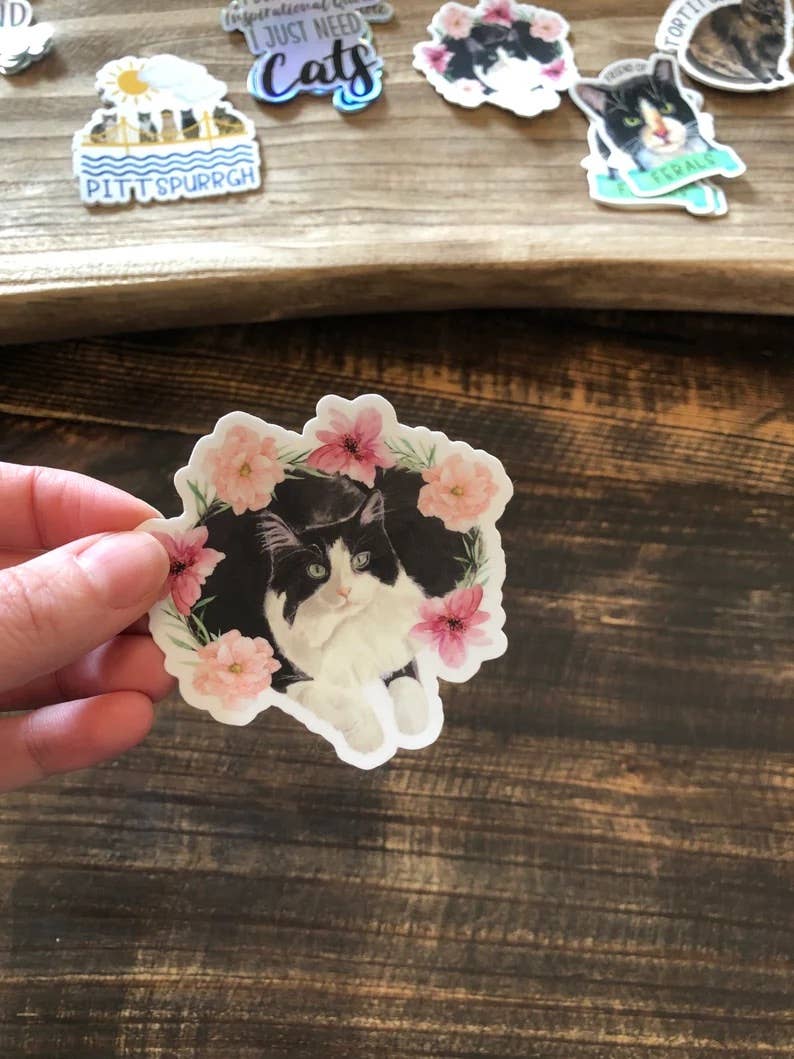 Liffey Pop Designs – Großhandel Aufkleber – Aufkleber für Smoking-Katzen, Smoking-Katzen und Blumen3