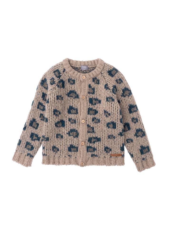 Brown Jacquard Animal Print Cardigan W61922-K for wholesale on Faire