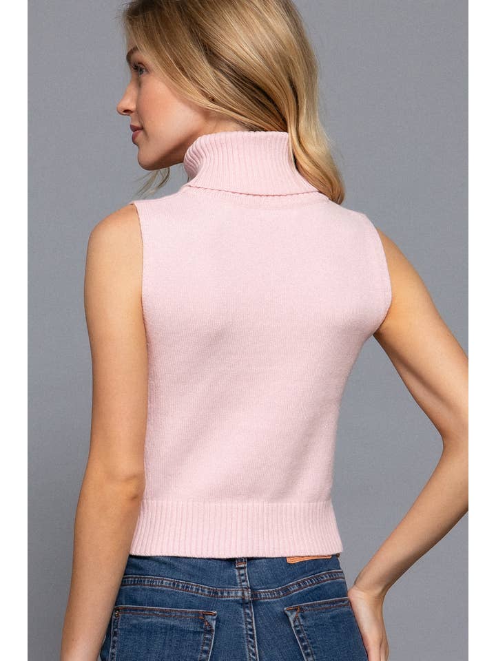 Active Basic | Active USA - Wholesale Knit Sweater - Women's - Sleeveless Turtle Neck Sweater Top