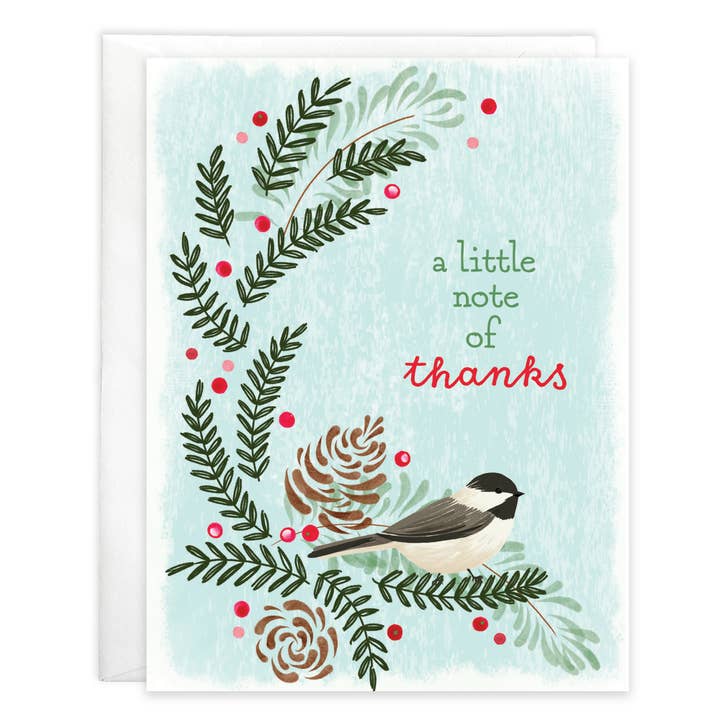 Boxed/Packaged Holiday Thank You Note Card - Sweet Chickadee for wholesale by GINA B DESIGNS