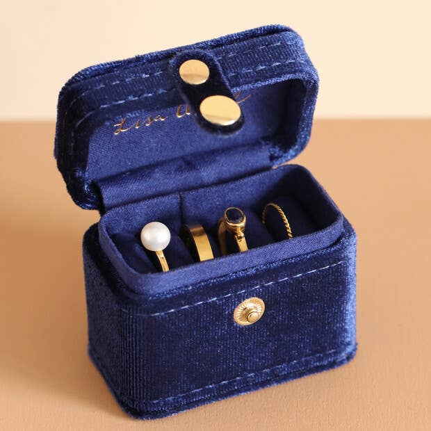 Lisa Angel - Wholesale Jewelry Box/Organizer - Starry Night Velvet Petite Travel Ring Box in Navy1