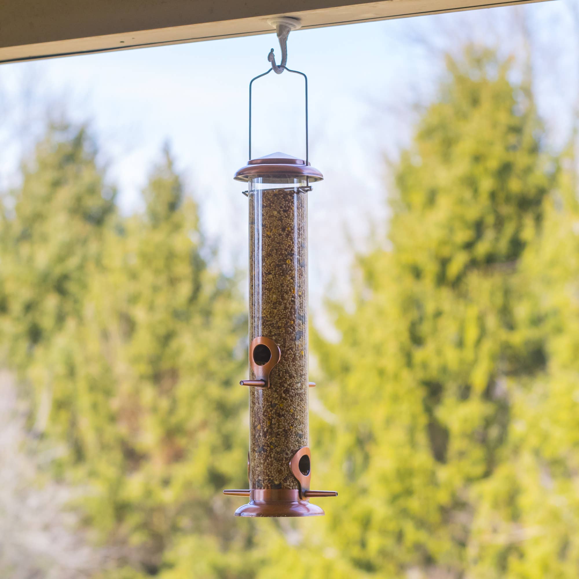 EAST AVENUE – wholesale Bird feeder – Copper Finish Bird Seed Feeder 15 Inch Long1