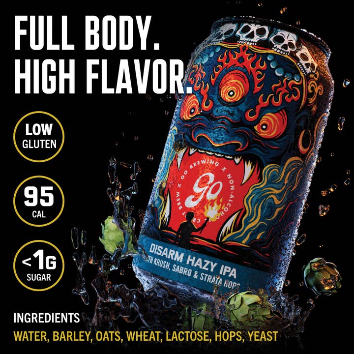 Go Brewing - Wholesale Non-Alcoholic Beer - Go Brewing Disarm Hazy IPA - 6 Pack Non Alcoholic Beer2