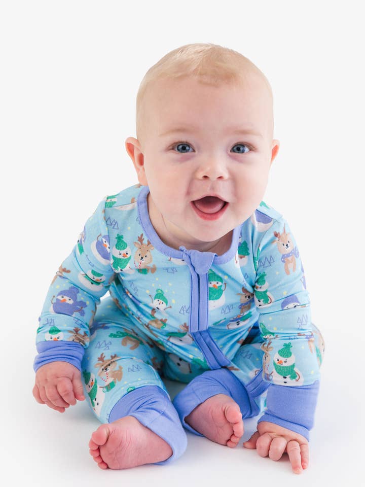 SoftSnooze™ Baby Bamboo Viscose Snowy Sidekicks Convertible One Piece Footie Pajama
for wholesale by RuffleButts + RuggedButts