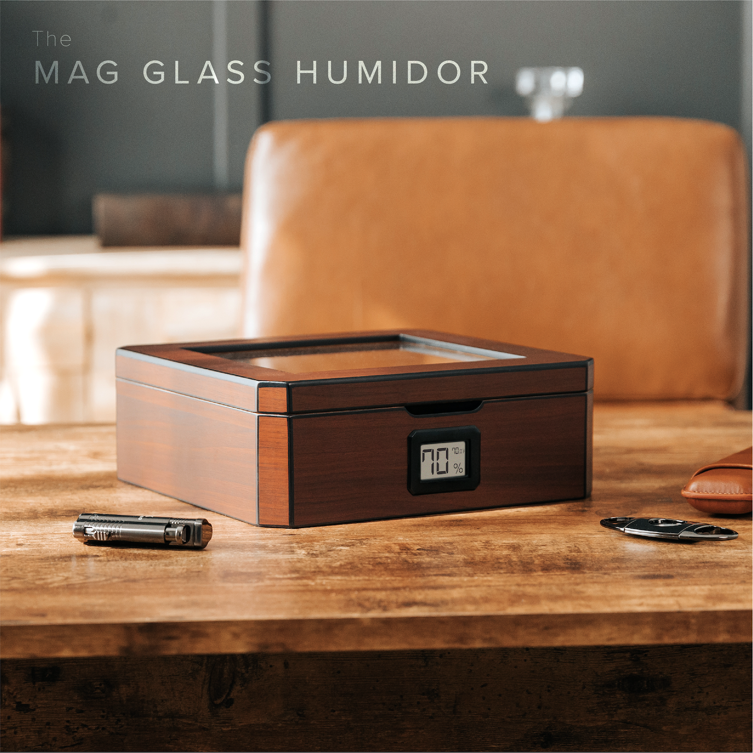 Case Elegance – Großhandel Humidor/Zigarrenzubehör – MAG Humidor mit Walnuss-Finish1
