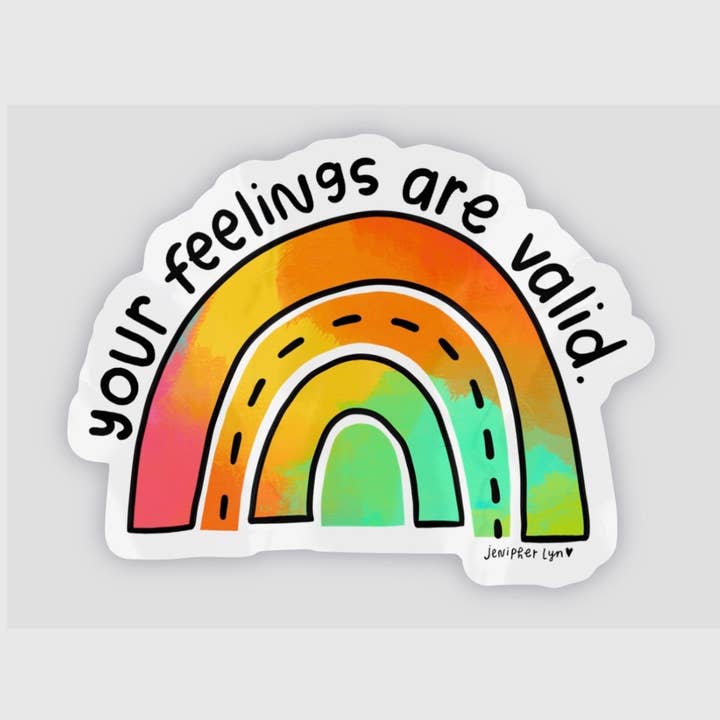 Dina känslor är giltiga, regnbågsklistermärke, uppmuntrande för wholesale av Jenipher Lyn / Nightly Doodles