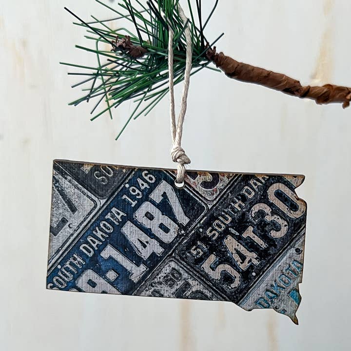 South Dakota Vintage License Plate Ornament or Magnet for wholesale by Juniper & Spruce