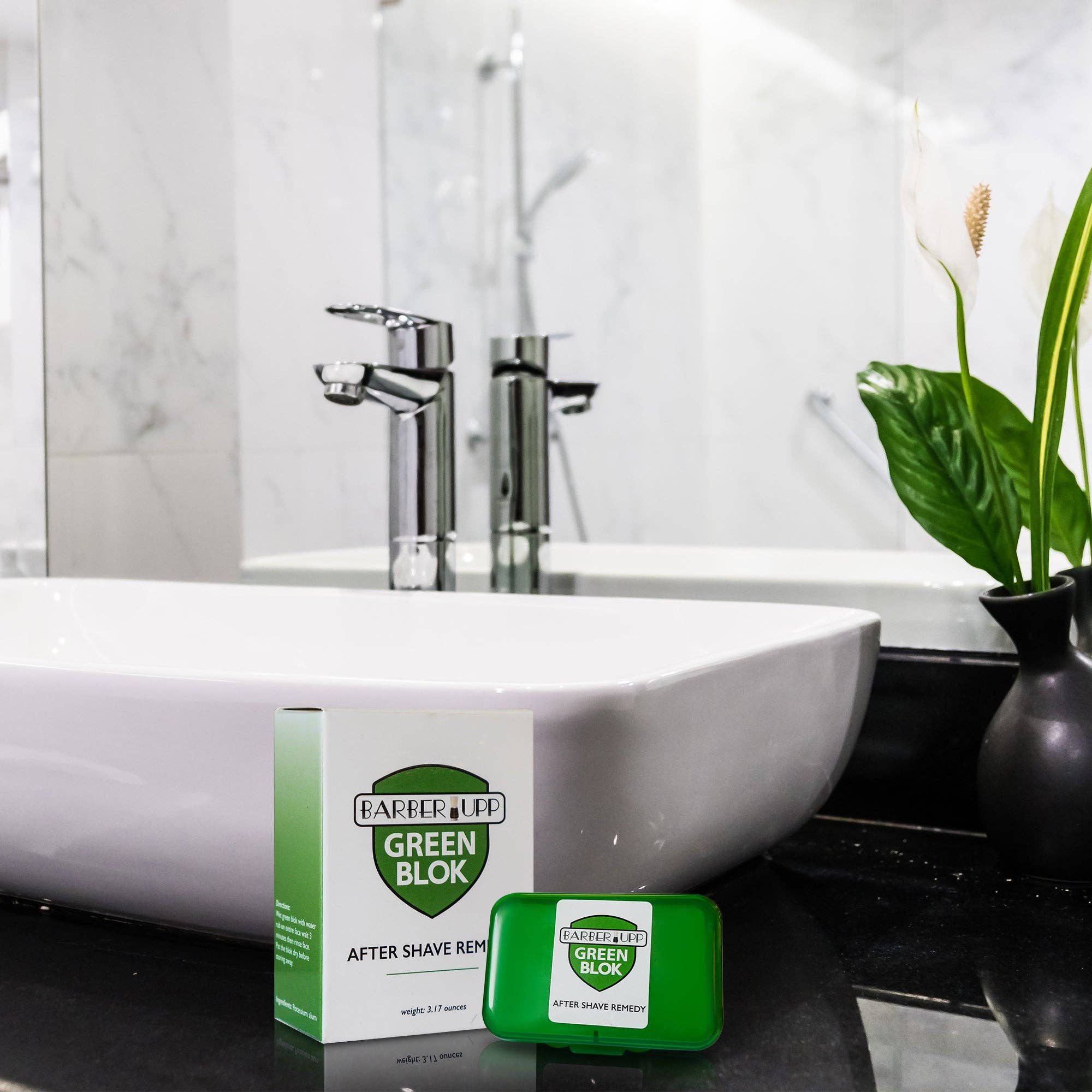 BarberUpp - Wholesale Aftershave - Men's - BarberUpp Alum Block, After Shave,100% Alum, Shaving Accessory, (3.5 oz / 100 grams) Storage Case Included,Styptic skin soothing Alum Green Blok.5