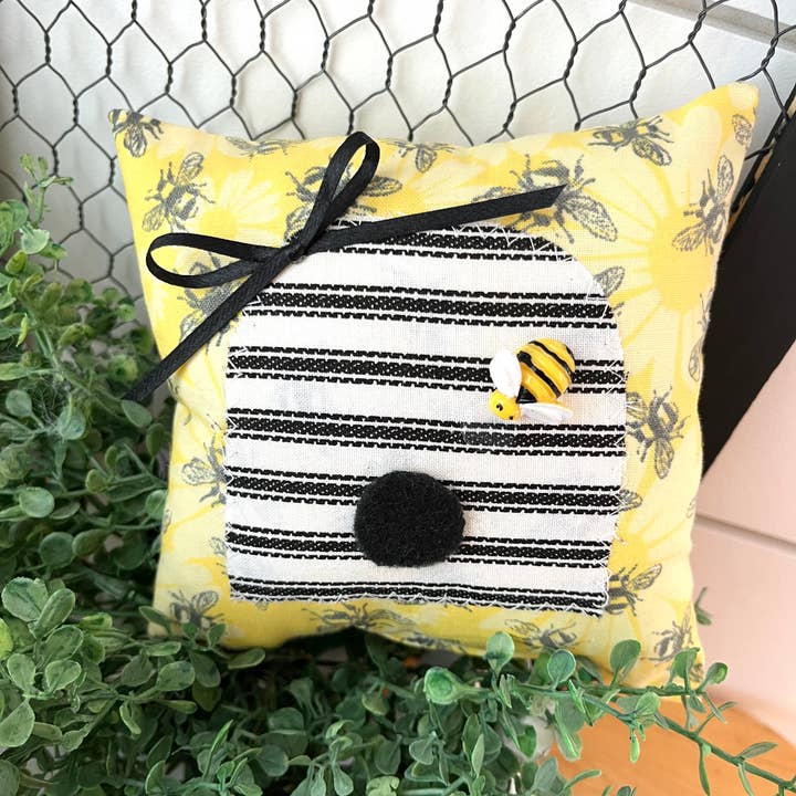 Kate + Em - Wholesale Throw/Decorative Pillow - Beehive Mini Square Pillow | Home Decor