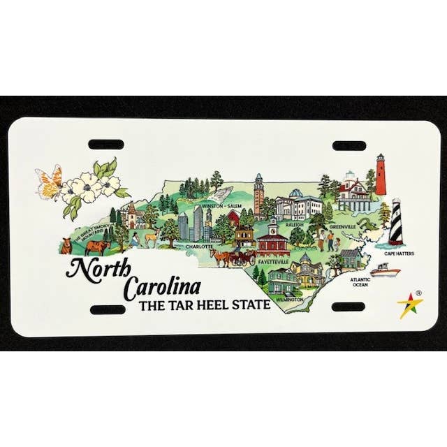 Carolina del Nord - NC MAP Targhe in Alluminio Dimensioni: 15x30 cm per la vendita all'ingrosso da parte di 7 Star