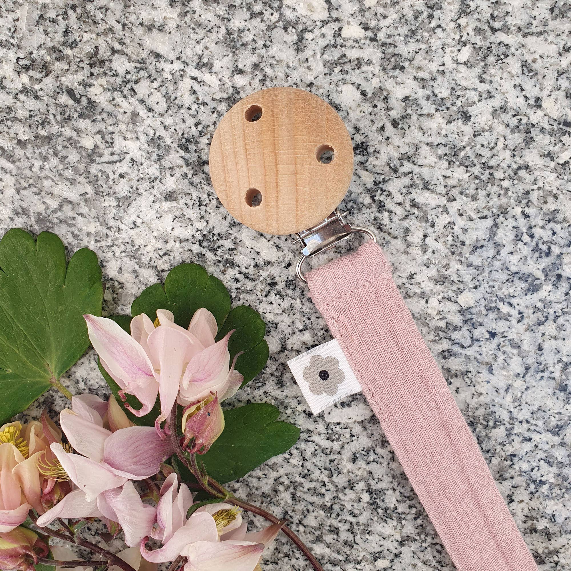 Summerville organic - Wholesale Pacifier Clip - Baby - Organic Pacifier Clip Muslin Pale Mauve7