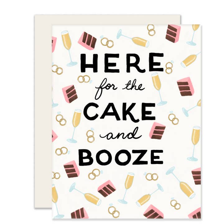 Cake & Booze | Funny Wedding Card for wholesale by Slightly Stationery