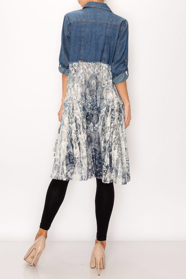 PT M grijs Cropped spijkerjack met kanten laag - 4510 Denim/M grijs voor groothandel op Faire4