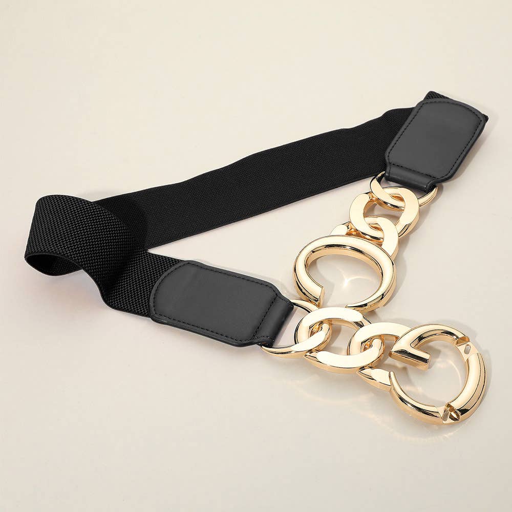 Sensibling Corp. - Venta al por mayor Cinturón - Mujer - Cinturón elástico con hebilla de cadena de doble anillo metálico.10