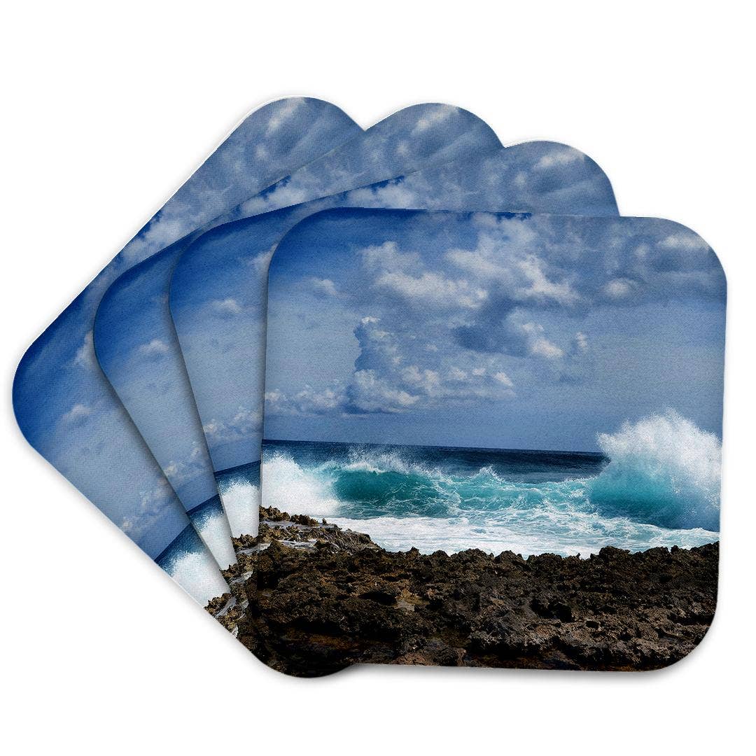 3dRose - Vente Sous-verre - 3dRose, Photo de vagues s'écrasant sur le rivage de la côte d'Aruba. , Dessous de verre7