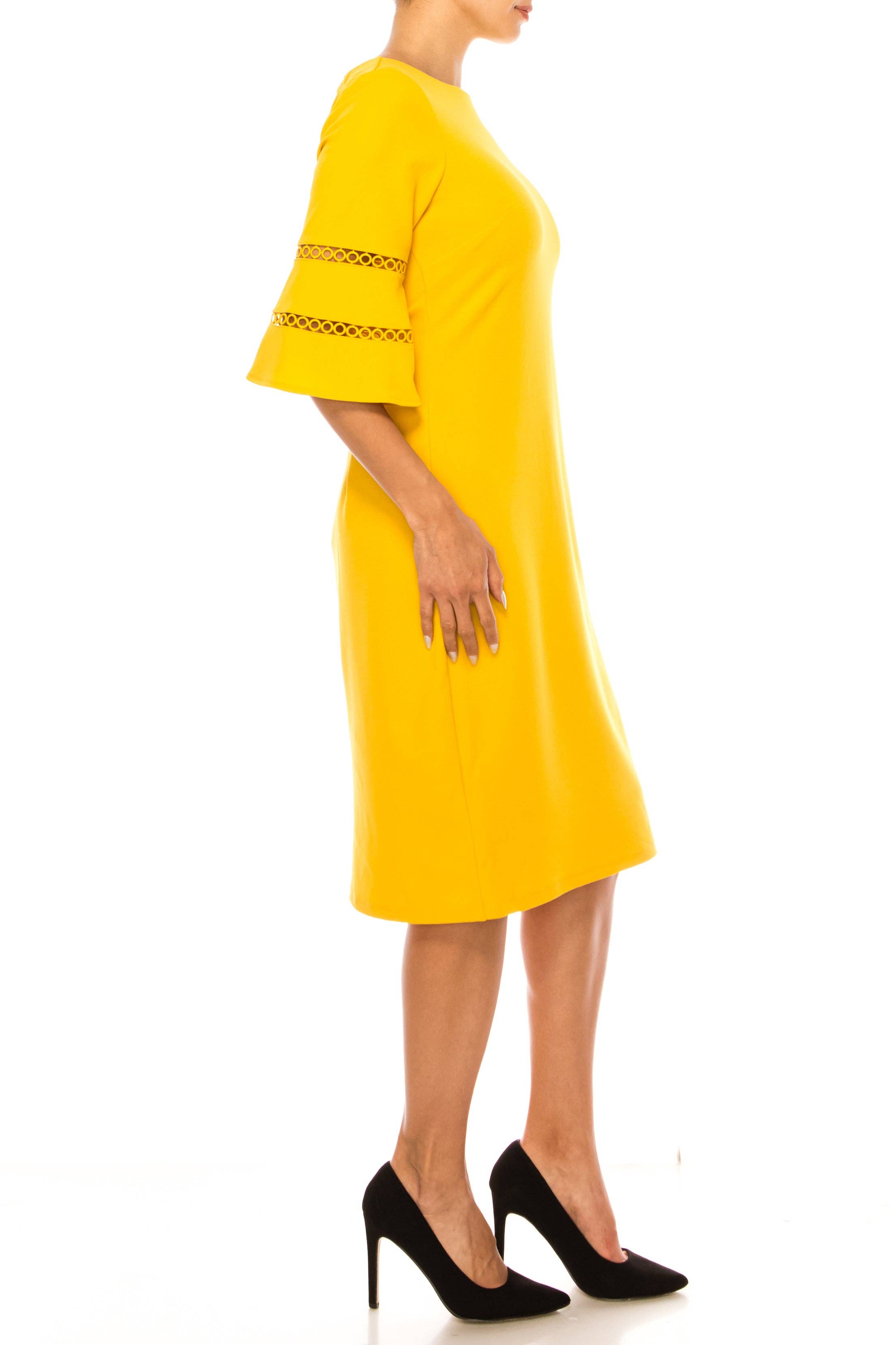 MUSTARD ILE Clothing 3/4 Bell Sleeve Sheath Dress for wholesale on Faire2