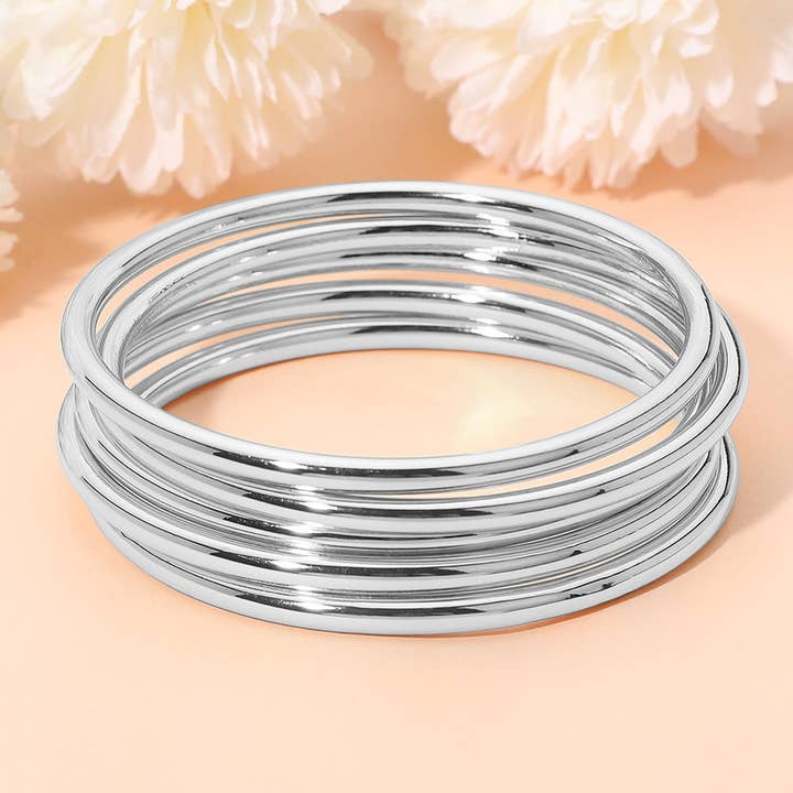 Sensibling Corp. - Wholesale Bangle Bracelet - 3PCS - Polished Metal Multi Layered Bangle Bracelets3