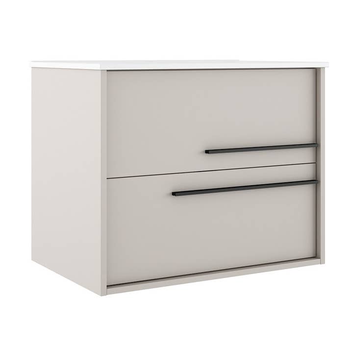 24" Bruine Houten Zwevende Badkamermeubel Met Witte Wastafel En Twee Lades voor wholesale door HomeRoots