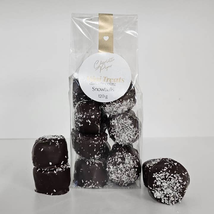 Charlotte Piper - Wholesale Chocolate-covered sweets - Mini Treats Dark Chocolate Snowballs 120g (Bag) (12) MT80