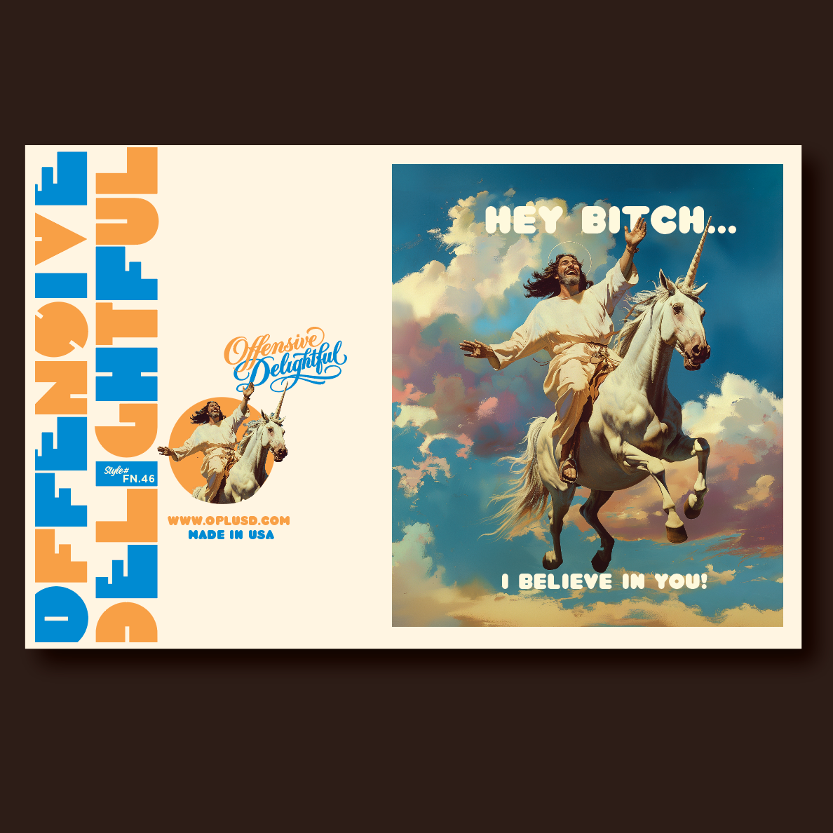 offensivedelightful - Vente Carte de vœux classique - JÉSUS LICORNE1