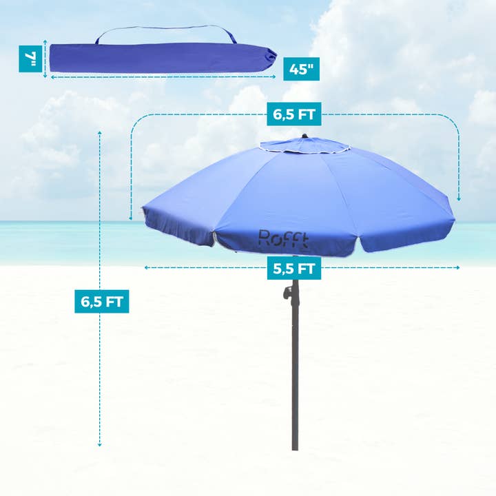 ROFFT USA LLC - Wholesale Beach Umbrellas - ROFFT 6.5 Ft Beach Umbrella heavy duty Steel and Aluminum Po45