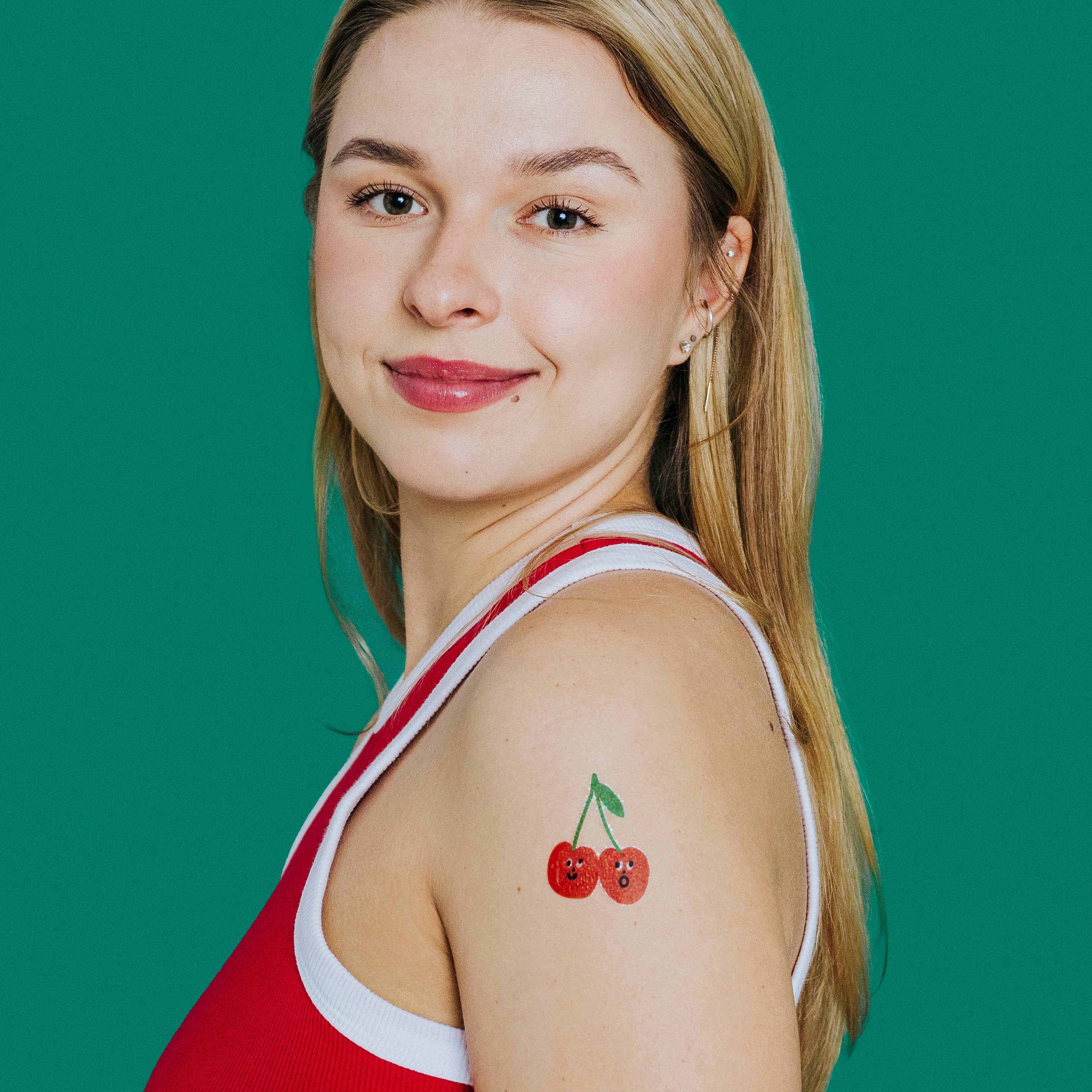 Tattly - Vente Tatouages temporaires - Paire de tatouages visages fruits pailletés *NOUVEAU F252