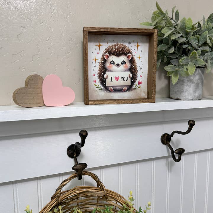 Hangout Home - Wholesale Sign - I Love You Hedgehog - Valentines Day Hedgehog Canvas Art3