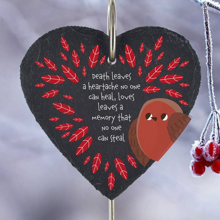 Döden lämnar en hjärtesorg Robin-hjärtplack för wholesale av Vivid Squid Wholesale