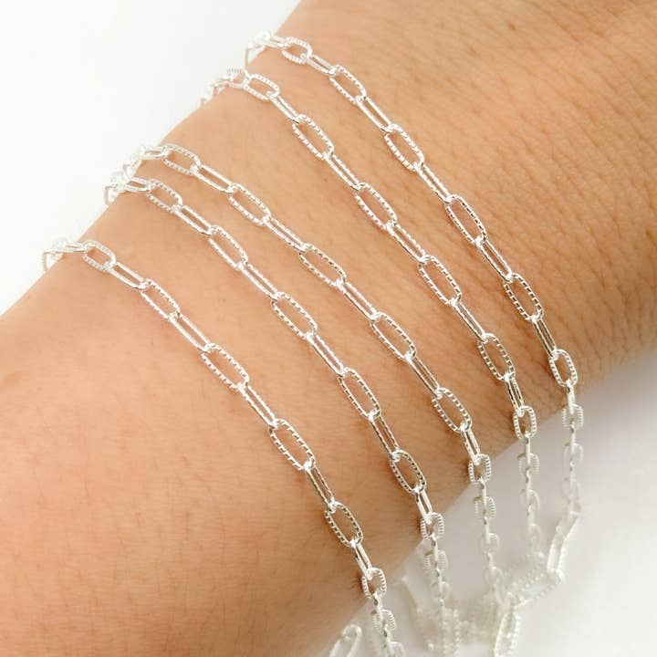 Jewels & Chains – Engroshandel Led/kæde halskæde – 2505LSS. Sterling sølv hamret papirclips kæde0