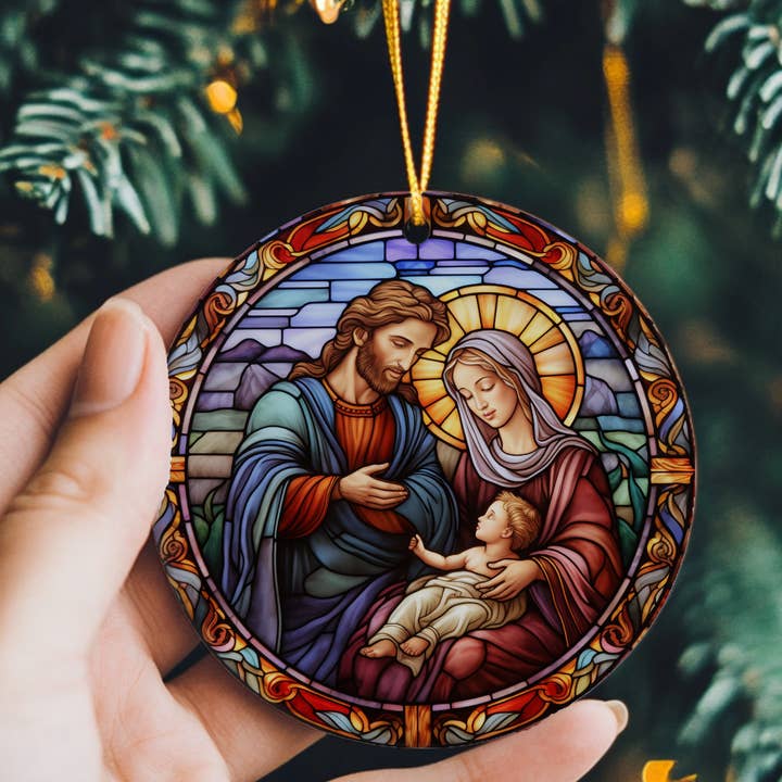 Fernville Creations - Wholesale Ornament - Nativity Scene, Stained Glass Image Christmas Ornament4