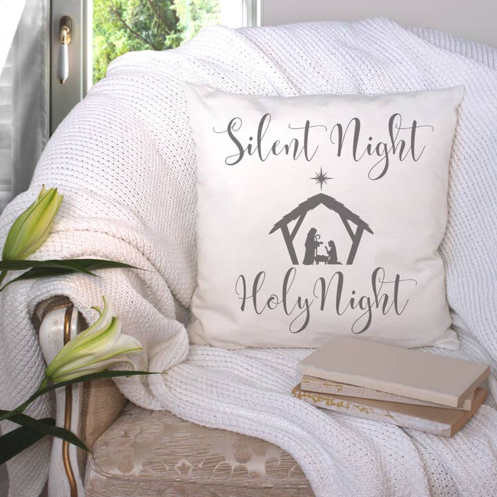 Silent Night Pillow Cover for wholesale by Go Charlotte