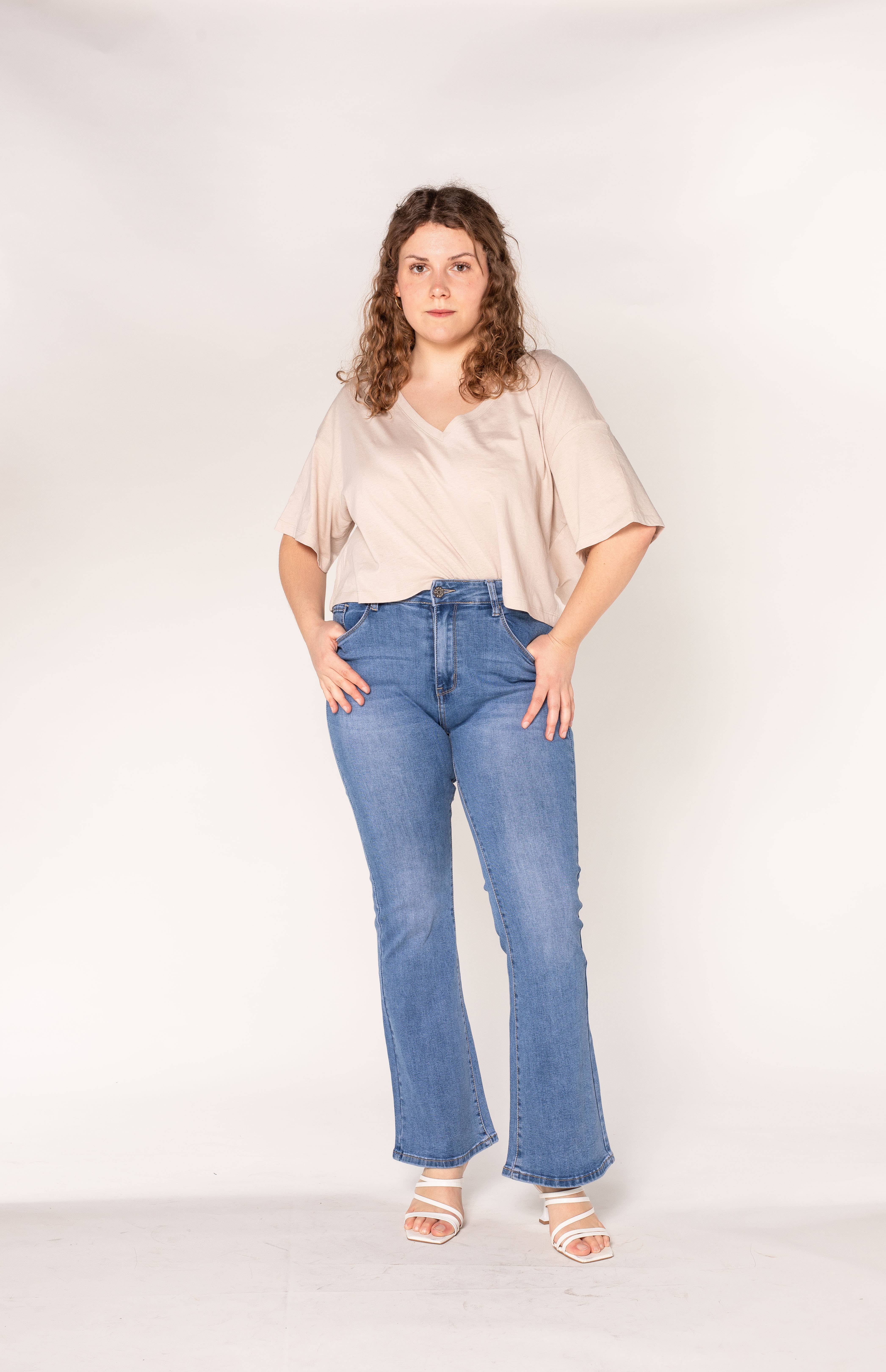 Nina Carter - Vendita all'ingrosso Jeans - Donna - Jeans a zampa elasticizzati vita alta per curve taglie comode (P201)8
