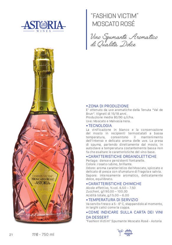 Metina SAS - Wholesale Champagne/Sparkling Wine - Fashion Victim Moscato Rosè Sweet Astoria Sparkling Wine 75 cl.3