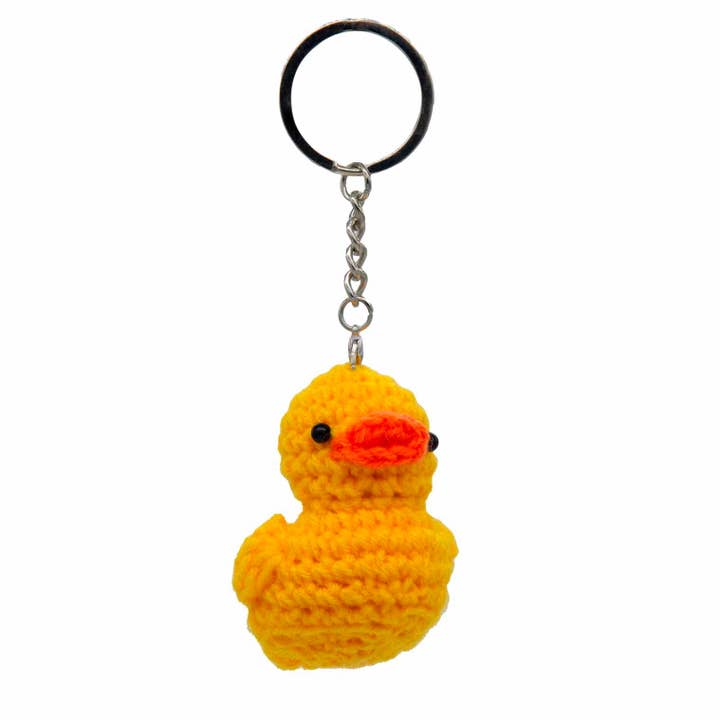 Yellow Rubber Duck Crochet Keyring for wholesale on Faire1