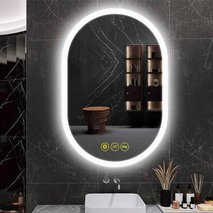 Brio Lighting - Wholesale Bathroom Mirror - 24x36" Oval Frameless LED Anti-Fog Dimmable Bathroom Mirror