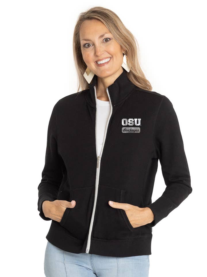 Ohio State Buckeyes Lamé Shimmer Patch Fallon Jacket for wholesale by Flying Colors Apparel