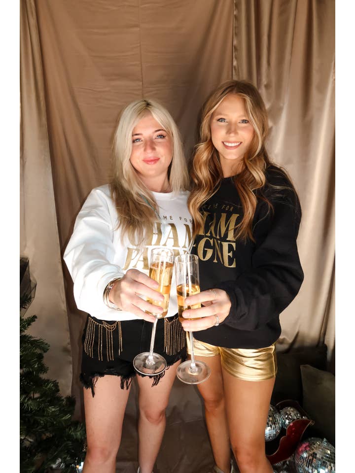 Southern Bliss Co. - Wholesale Graphic Sweatshirt - Women's - Wake Me For Champagne White Sweatshirt5