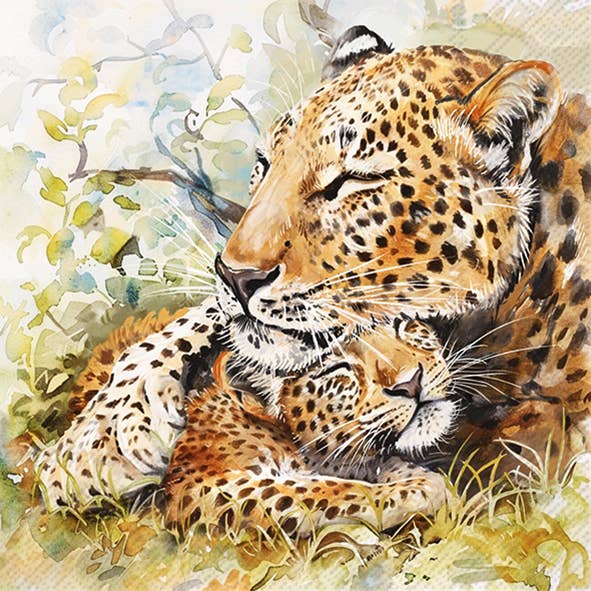 Lunch Napkin : IHR - LEOPARD FAMILY for wholesale by Carsim Trading Inc.