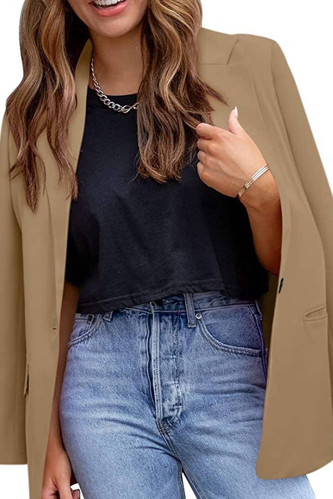 UNISHE - Wholesale Blazer - Women's - Front Open Lapel Plain Blazer ZK4616