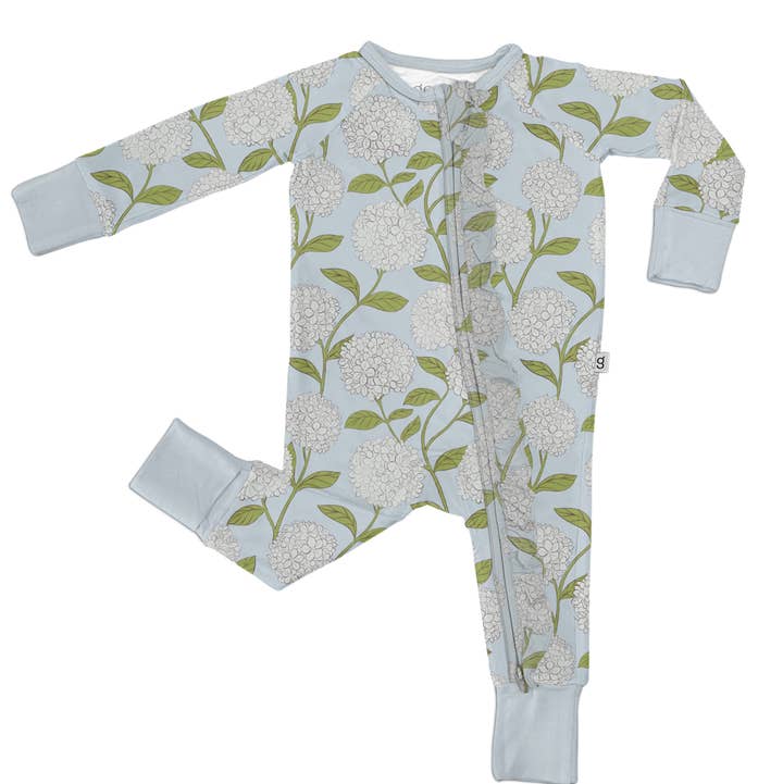 Goosies - Wholesale Sleepsuit - Baby - Hydrangeas - Zip Convertible Pajamas w/ Ruffles1