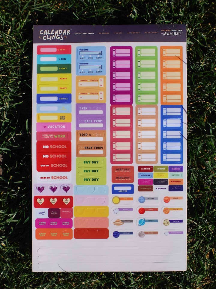 Routines, Events, Astrology + More Cling Label Set for wholesale by Calendar Clings