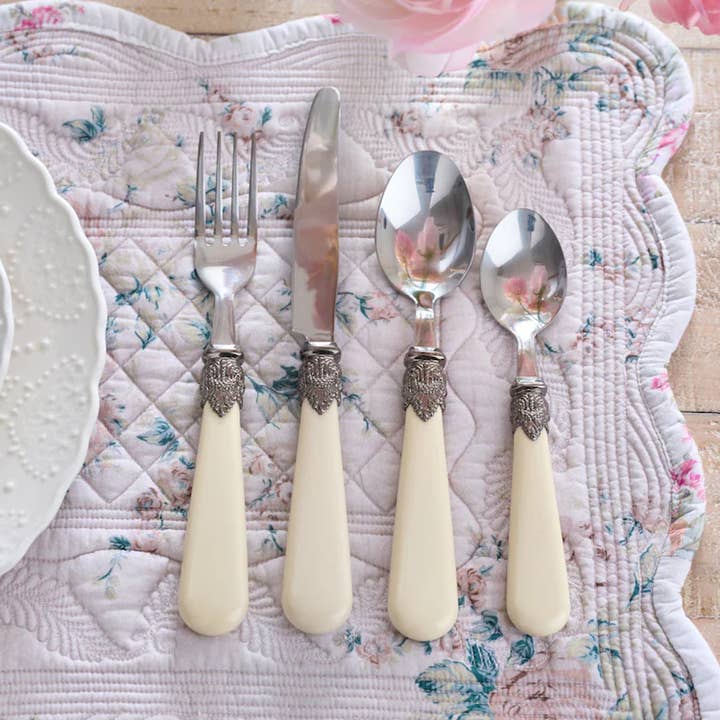 ANNOVA - Wholesale Cutlery set - ANNOVA Cream Silverware Set 24 Pieces Antique Style1