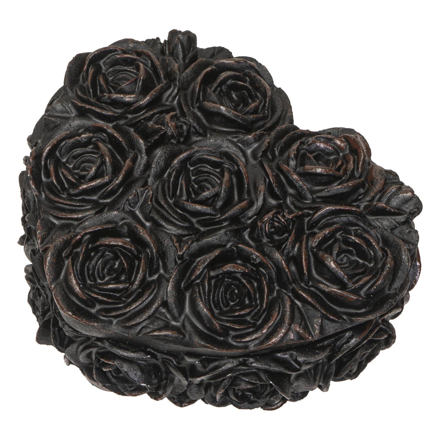 Pacific Trading - Vente Boîtes décoratives - Boîte à Bijoux en Forme de Cœur avec Roses Noires1