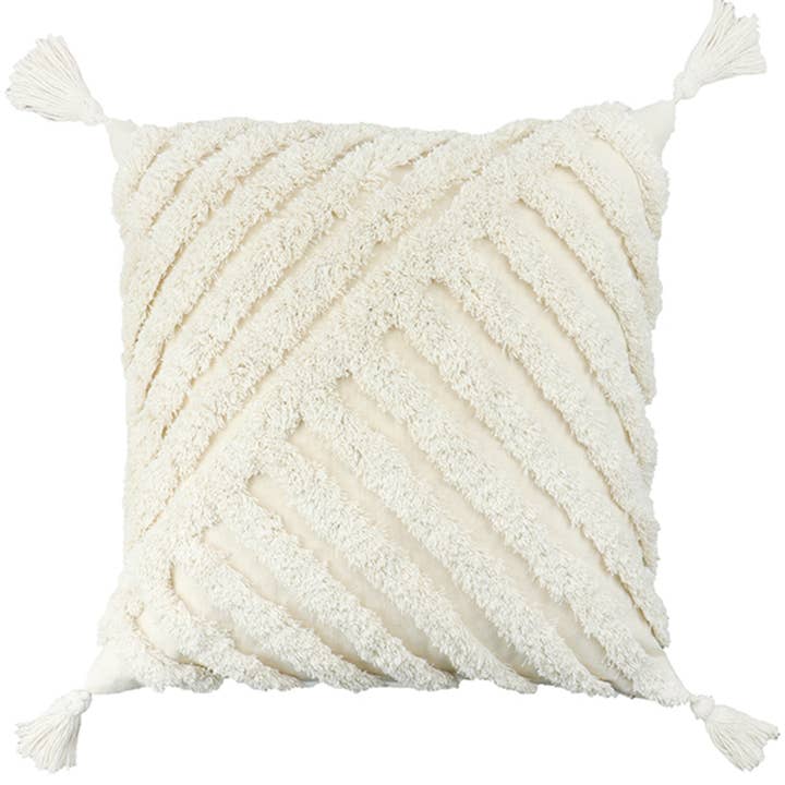 Pure Cotton Custom Boho Tassel Style Tufted Cushion Covers Home Decoration 45x45cm (18 x 18 Inches) - Design 13 for wholesale by RKAAS HOME