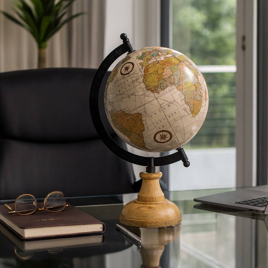 Sagebrook Home - Wholesale Desk Globe - Resin Wood Base Globe Sculpture - Natural, 12 in.0